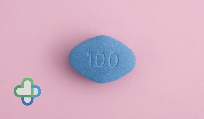 blue Viagra pill on pink background - buy viagra online